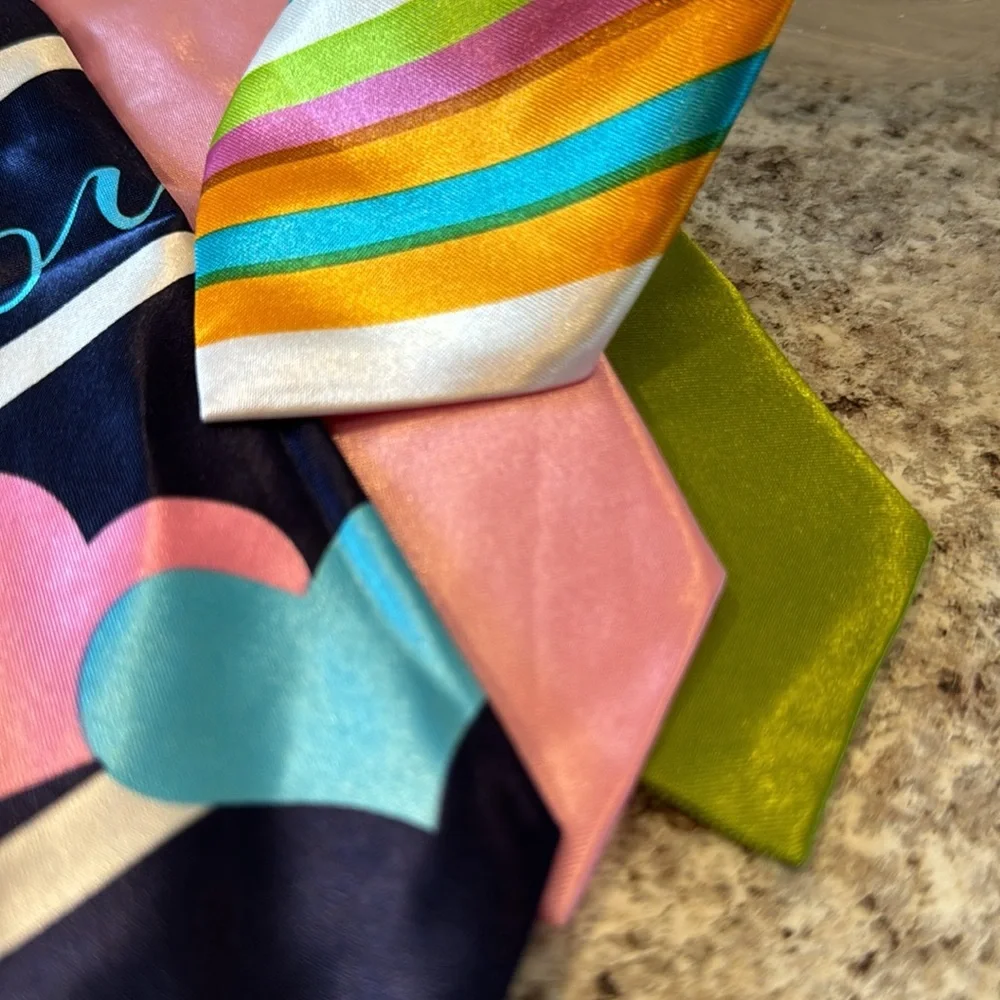 Tie 10” unisex satin look and feel attached elastic cord. Set of 4 NWOT